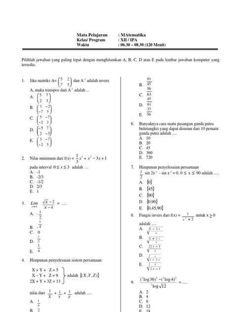 Lihat 9 Contoh Soal Pilihan Ganda Matematika Tentang Integral [terlengkap] Catatan Andini