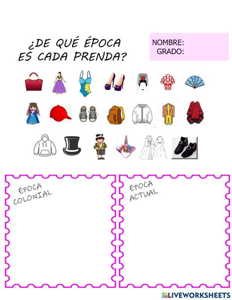 Vestimenta Colonial Actual worksheet Clases de música de primaria 25