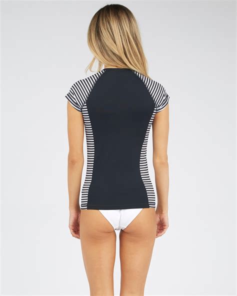 Shop Roxy Fashion Cap Sleeve Rash Vest In Anthracite Fast Shipping