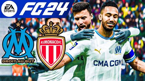 EA FC 24 OM Vs AS Monaco Ligue 1 Ultra Realism Gameplay MOD 4K HDR