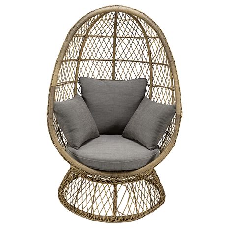 Fauteuil Oeuf De Jardin En R Sine Tress E Et Coussin Gris St Rapha L