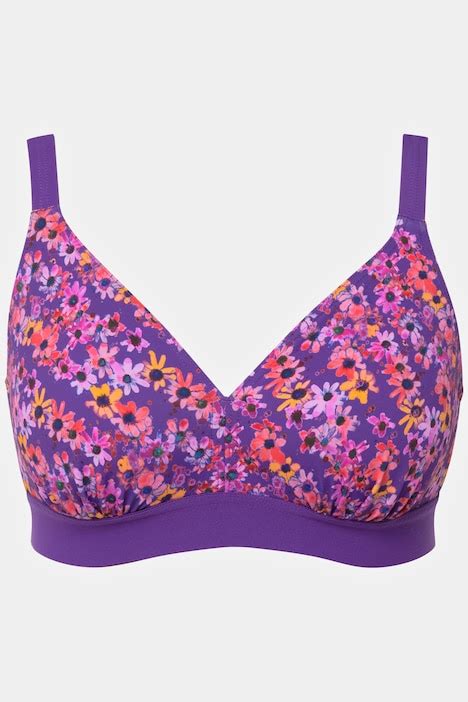 Retro Floral Print Tie Bikini Set Violet Ulla Popken