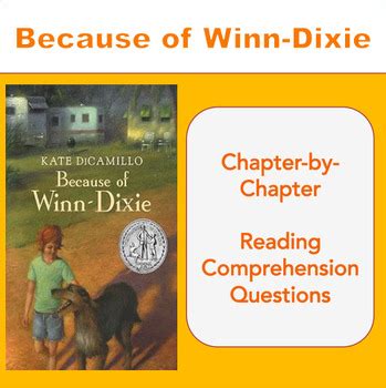 Because Of Winn Dixie Reading Comprehension Questions By Literacy