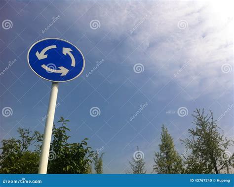 Roundabout Sign Stock Photo Image Of Line Construction 43767240