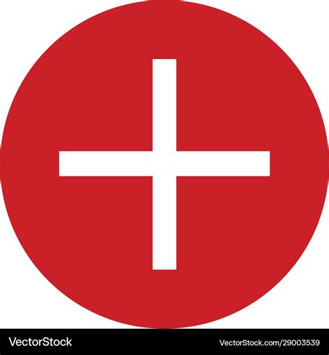 White Plus Sign In Red Circle Isolated On Vector Image