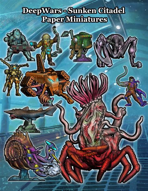 Deepwars Sunken Citadel Paper Miniatures Antimatter Games Wargame