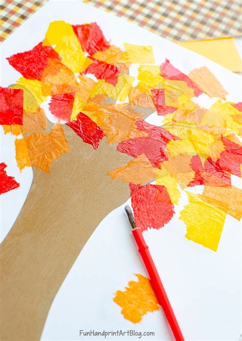 Tissue Paper Fall Tree Handprint Craft Fun Handprint Art