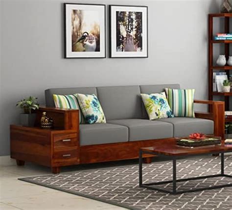 Buy Saamenia Furnitures Solid Sheesham Wood Seater Sofa Set For