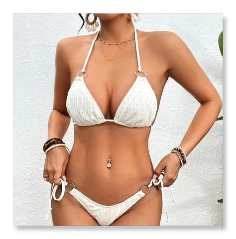 New Arrive Women Sexy Solid Color Bikini Three Piece Lace Up Swimsuit