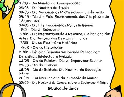 Datas Comemorativas E Agosto - FDPLEARN