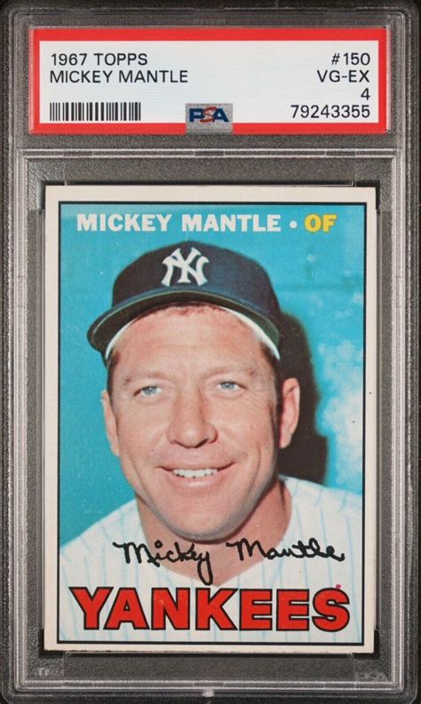 1967 Topps 150 Mickey Mantle Psa 4 Vg Ex Vintage Card New York Yankees