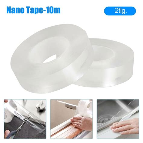 10m Doppelseitiges Klebeband Transparent Nano Extra Stark Band Tape