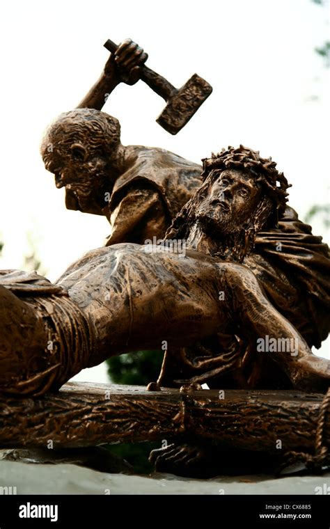 Sculpture Depicting The Crucifixion Of Jesus On The Cross Stock Photo