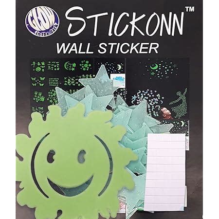 Stickonn Sparkle Green Colour Fluorescent Glow In The Dark Star Wall