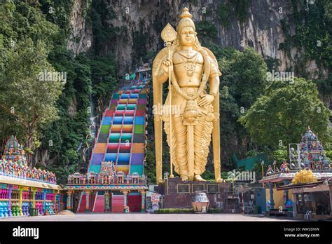 The Batu Caves Lord Murugan Statue And Entrance Near Kuala Lumpur