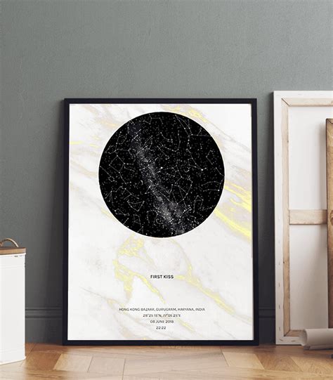 Star Map Gold Marble Babydruk Birth Poster 1 1 Scale Original