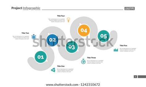 Five Points Process Chart Slide Template Stock Vector Royalty Free