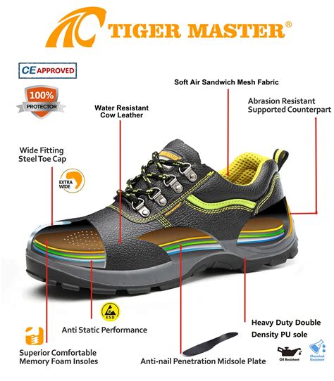 Oil Slip Resistance Anti Puncture Steel Toe Work Safety Shoes for Men