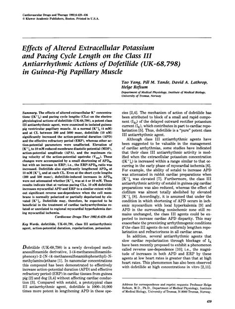 PDF Effects Of Altered Extracellular Potassium And Pacing Cycle