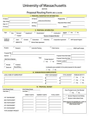 Fillable Online Proposal Routing Form REV 22409 Fax Email Print