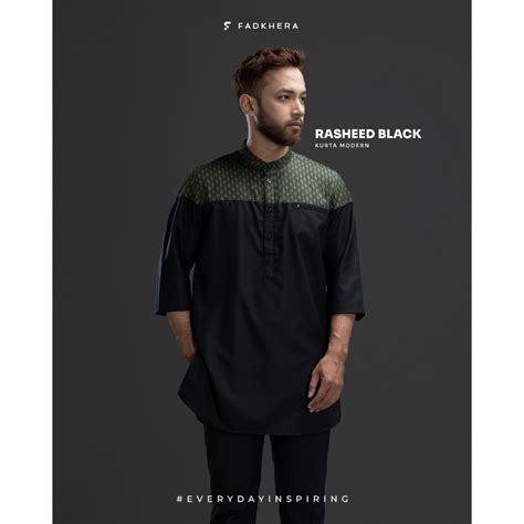 Jual Fadkhera Kurta Rasheed Black Koko Modern Kemeja Exclusive