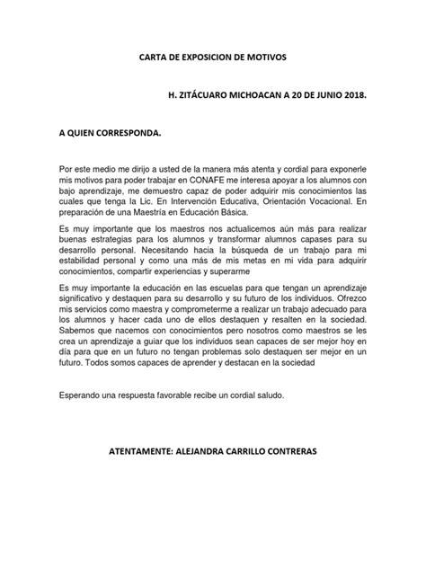 Carta De Exposicion De Motivo