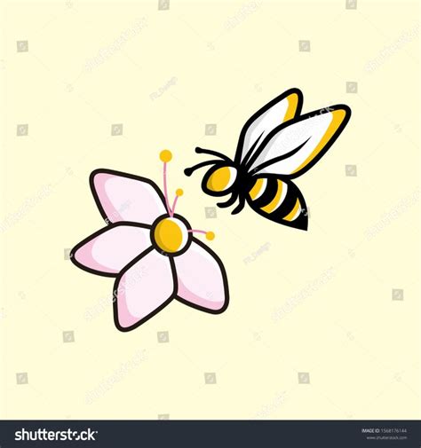 Bee Alighting On Flower Cartoon Stock Vector (Royalty Free) 1568176144 ...