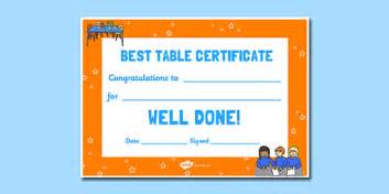 Best Table Award Certificate L Insegnante Ha Fatto