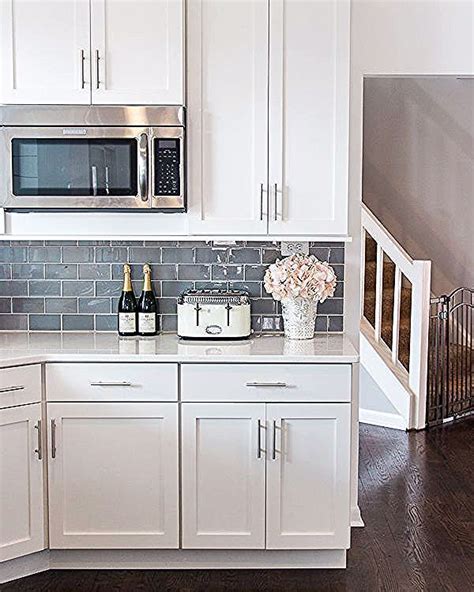 Gray Kitchen Backsplash With White Cabinets Gray Kitchen Backsplash