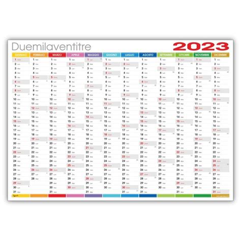 Calendario Da Muro 2023 Colors Planning Annuale 87x62 170 Gr Patinato