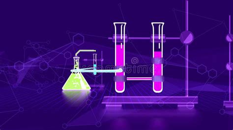 Lab Flasks Connected With Test Tubes Chemical Laboratory Experiment