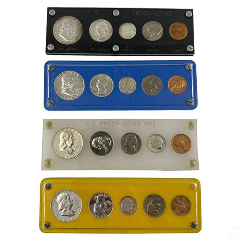 4 Us Silver Proof Sets, 1952, 1953, 1955, 1960 Auction