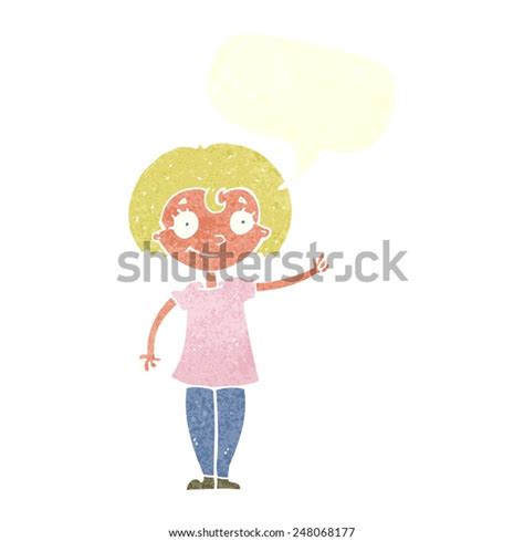 Cartoon Happy Woman Pointing Speech Bubble Stock Vector Royalty Free