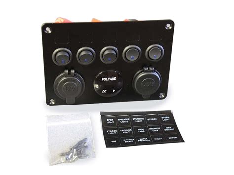 12v Control Panel With 5 Switches 12v USB 12v Socket Battery