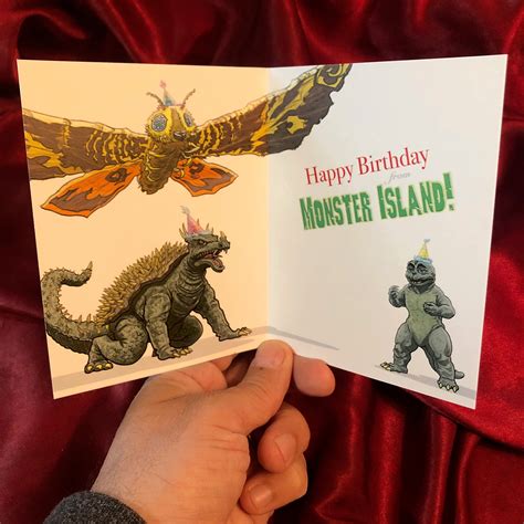 Godzilla Birthday Card Etsy