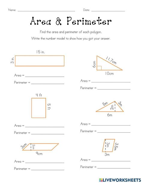 Area And Perimeter Of 2d Shapes Worksheet Live Worksheets Worksheets Library