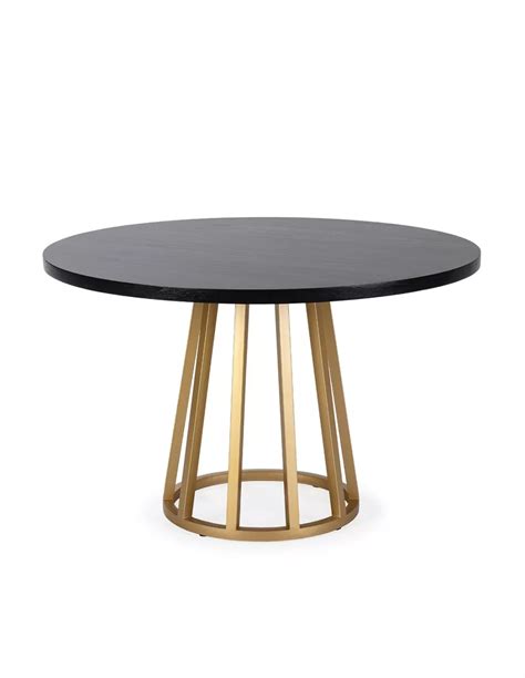 Table de repas ronde noir doré design Clara D120cm Thai Natura