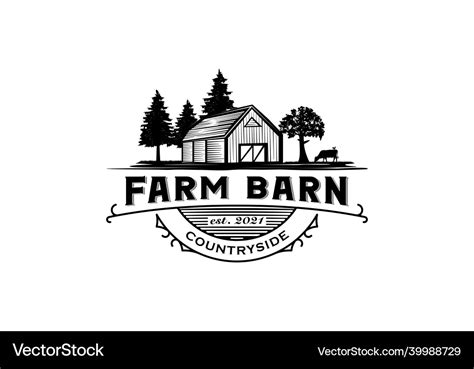 Old Farm Barn Logo Countryside Design Template Vector Image