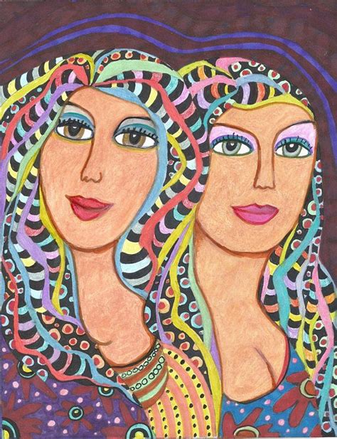 Woman S Portrait Whimsical Woman S Face Two Women A Etsy Arte