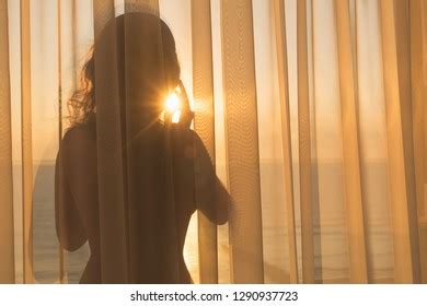 Naked Beautiful Woman Headphones Stands Behind Stock Photo Shutterstock