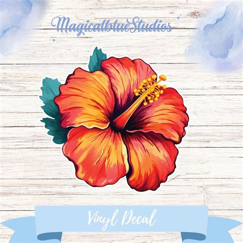 Tropical Hibiscus Flower Printable Vinyl Decal For Car Etsy