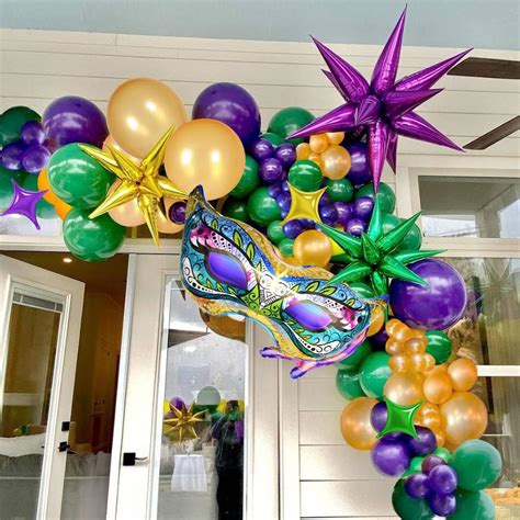 Mardi Gras Balloon Garland Arch Kit 135 Pcs Mardi Gras