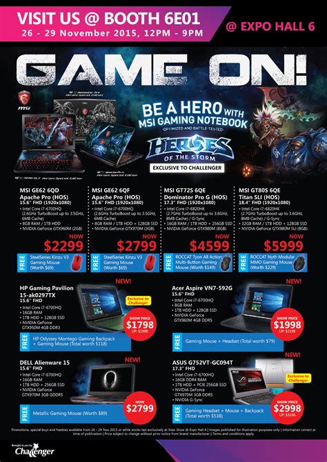 Gaming Notebooks Challenger Brochures From SITEX 2015 Singapore On