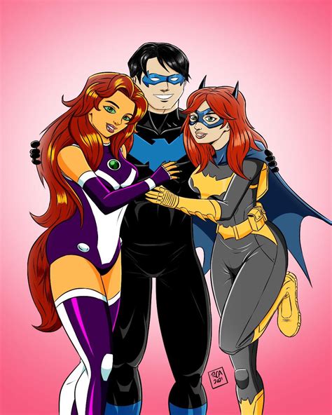 Fan Art Nightwing Starfire And Batgirl By Robertamaya Rdccomics