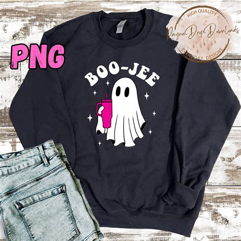 Boujee Ghost Png Boo Jee Ghost With Cup Png Retro Halloween Png File Cute Ghost Funny Ghost