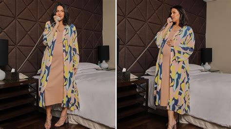Mom To Be Neha Dhupia Keeps It Simple In Nude Dress And Shrug For New Photoshoot India Today