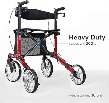 Zler Armrest Tall Walker With Front Wheels Stand Up Off