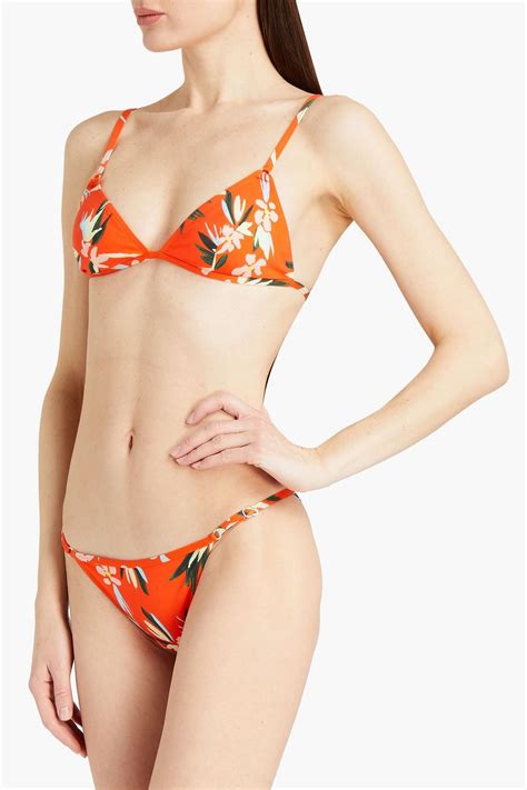 Solid Striped The Lulu Floral Print Triangle Bikini Top The Outnet