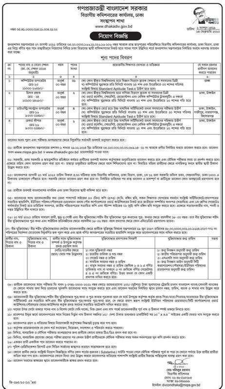 Divisional Commissioners Office Dhaka Job Circular Postimages