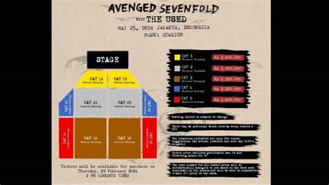 Harga Tiket Konser Avenged Sevenfold Jakarta Termurah Rp Juta